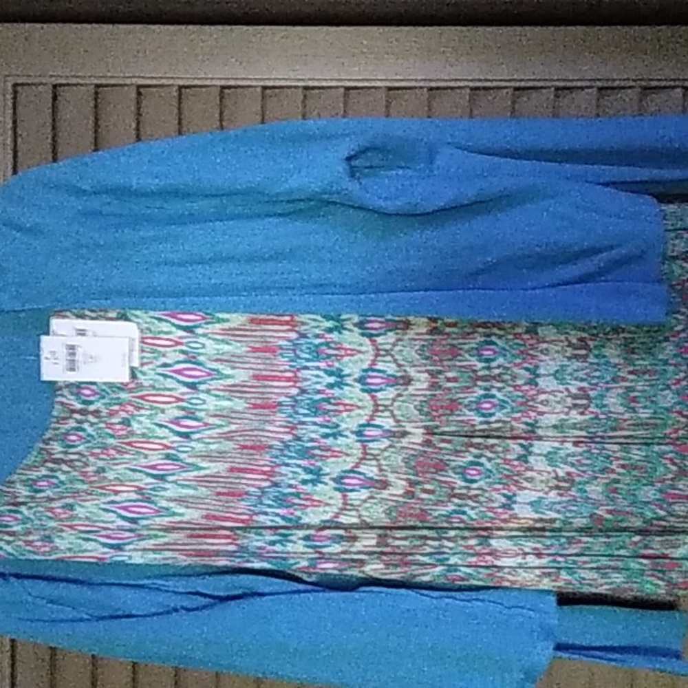 Jjill IKAT knit sleeveless  maxi with matching cardi NWT